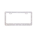 Stick-on crystal decorative licence plate frame on stainless steel with square hole design