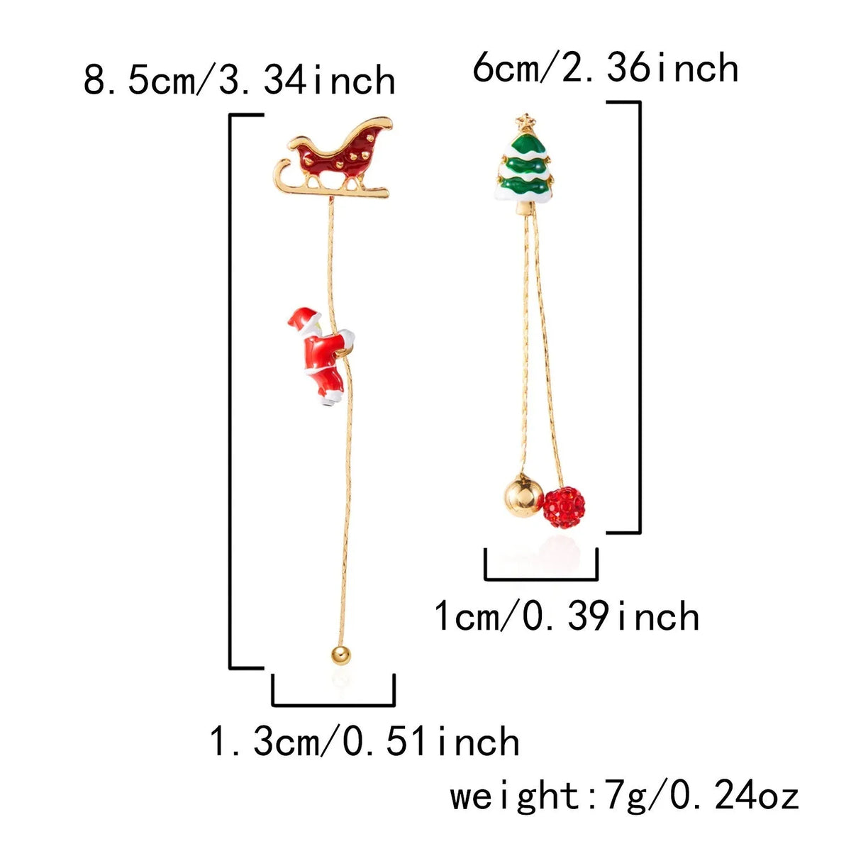 Crawling Santa tassel long asymmetric snowflake earrings in zinc alloy with inlaid diamond finish for women