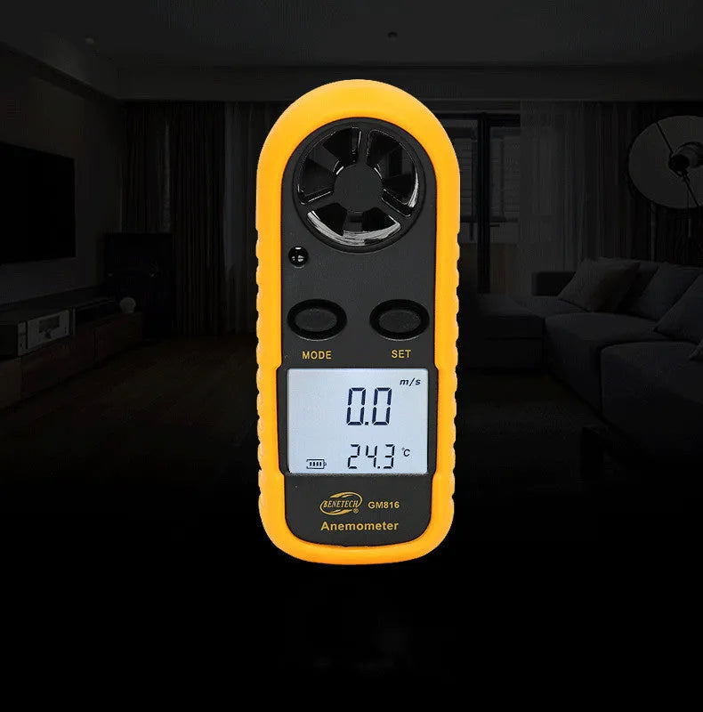 Biaozhi GM816 orange digital portable wind speed measuring instrument anemometer.
