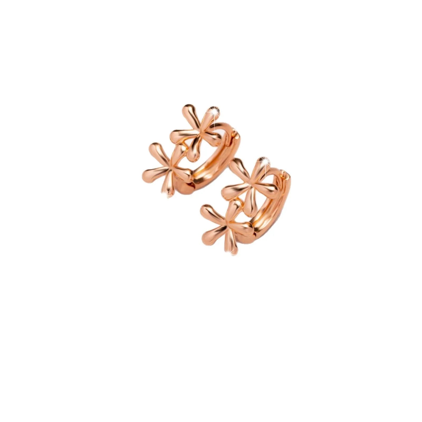 Rose gold circular earrings with a European waterdrop flower design for women.