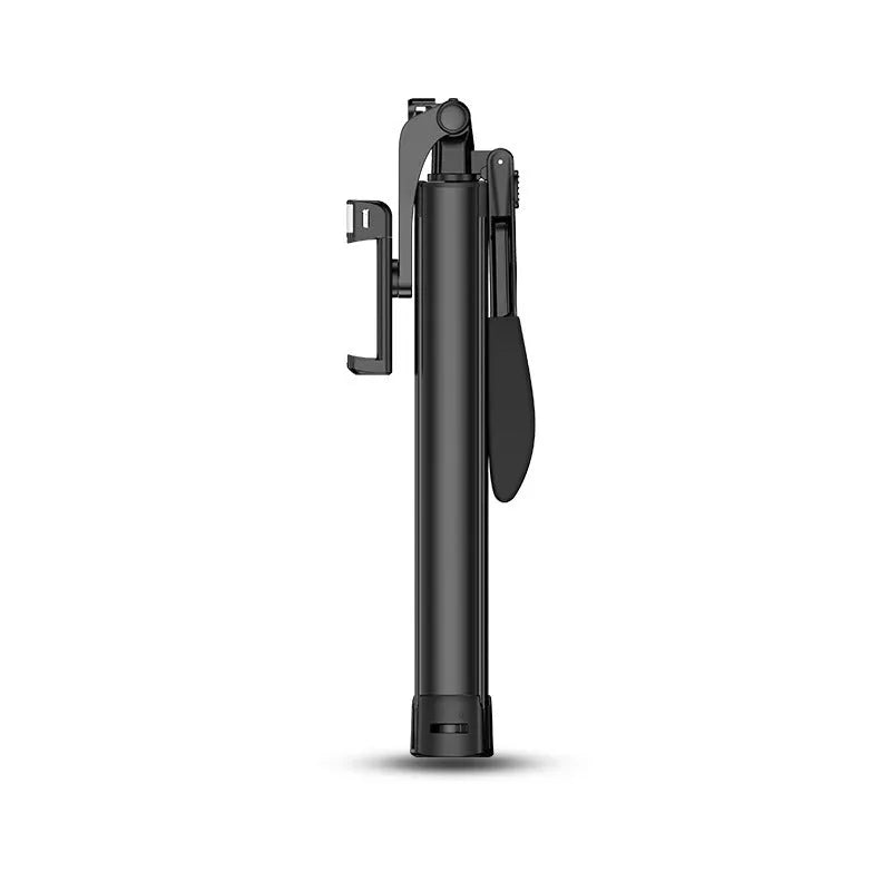 Black aluminium alloy Bluetooth selfie stick extended to 160cm with tripod base and remote control