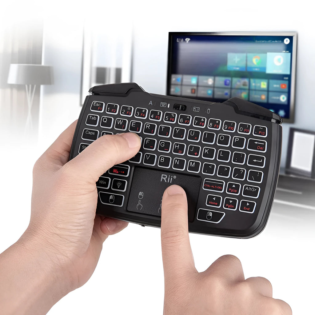Wireless mini keyboard in black with USB receiver, compact layout