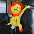 Plush car seat back-mounted tissue box holder with elastic straps in character design