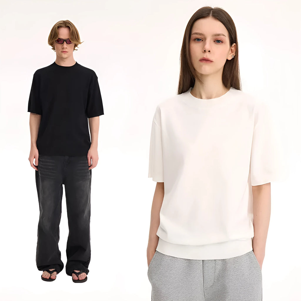 Fanio women's short-sleeved velvet t-shirt in black, grey, or white