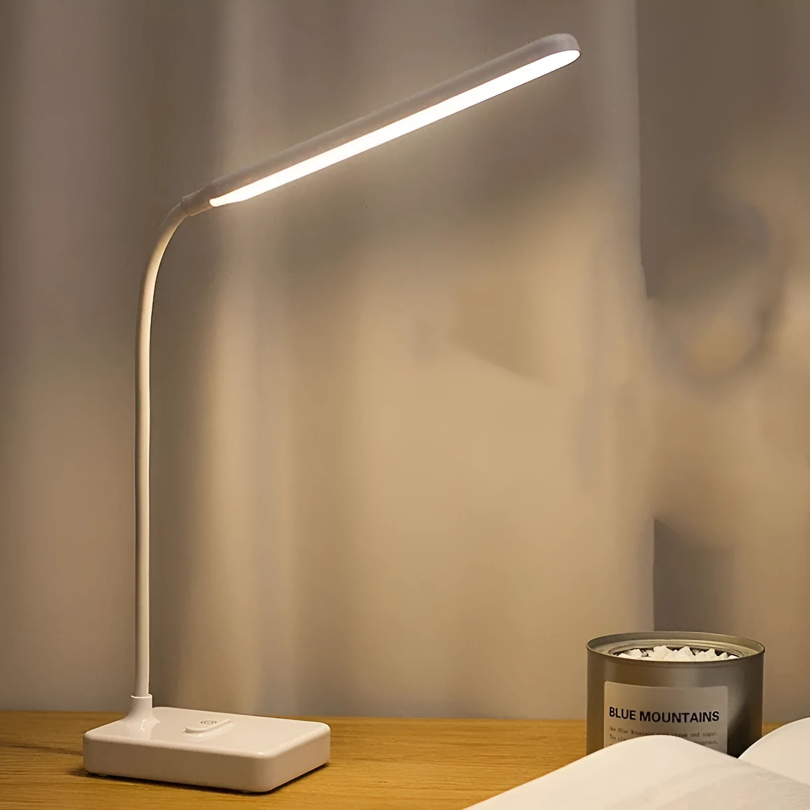 LED eye lamp with plastic lampshade touch mode white colour modern simple desk light