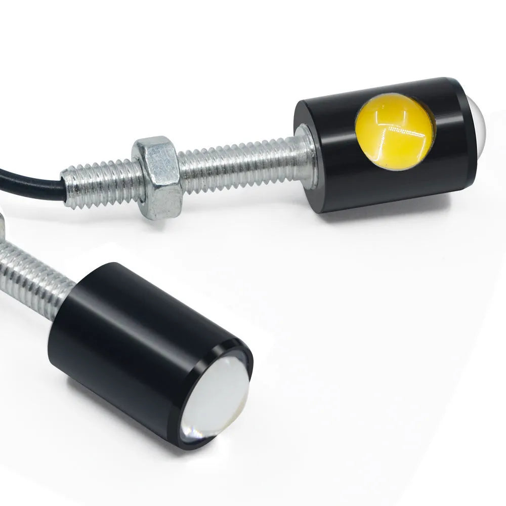 Aluminium shell license plate light for GM cars and motorcycles, shown in white, red, blue, ice blue, or yellow