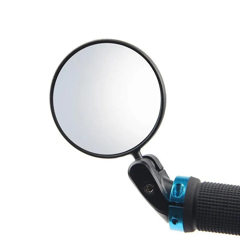 Black foldable convex rearview mirror showing the 7cm reflector and adjustable stem on a plain background.