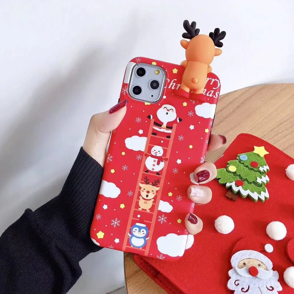 Christmas silicone back cover case for iPhone in four festive colour options