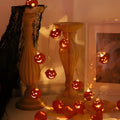 Halloween string lights with iron pumpkin and ghost pendants in warm white, 10 lights on 1.65m string