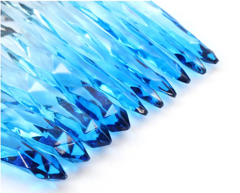 Set of ten clear crystal-handled foundation brushes with synthetic bristles in a choice of colours.