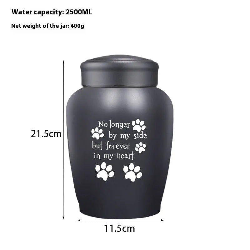 Large hand-painted stainless steel cremation urn jar with New Chinese style design, 2500ml capacity
