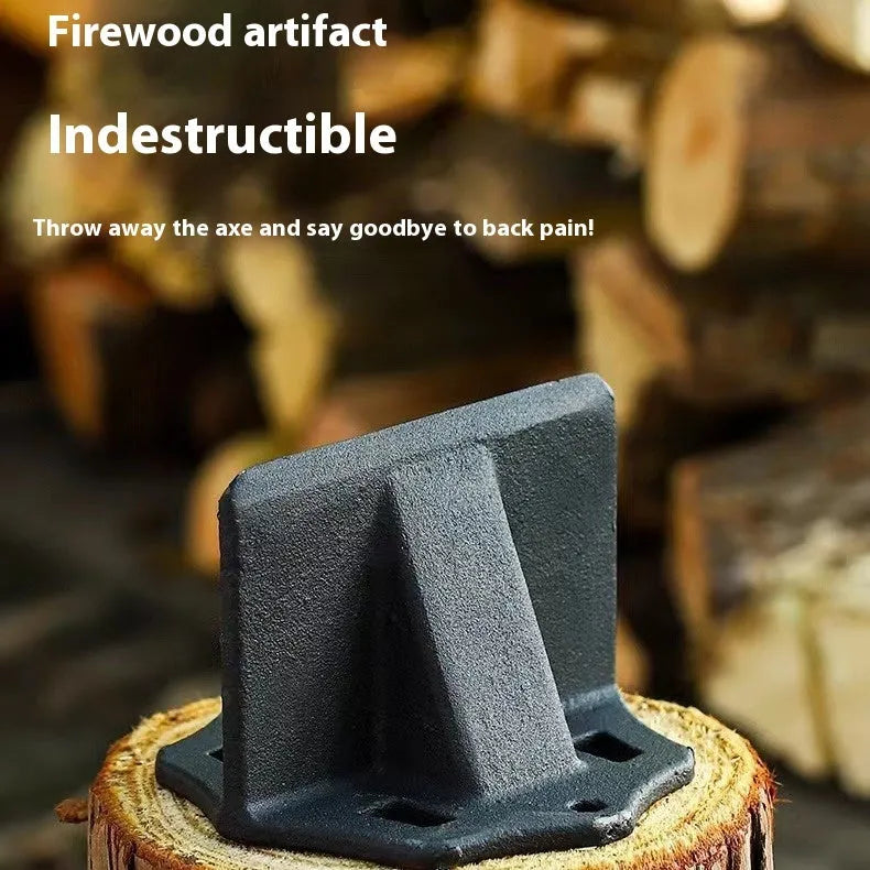 Small square cast iron wood splitter axe for portable outdoor use