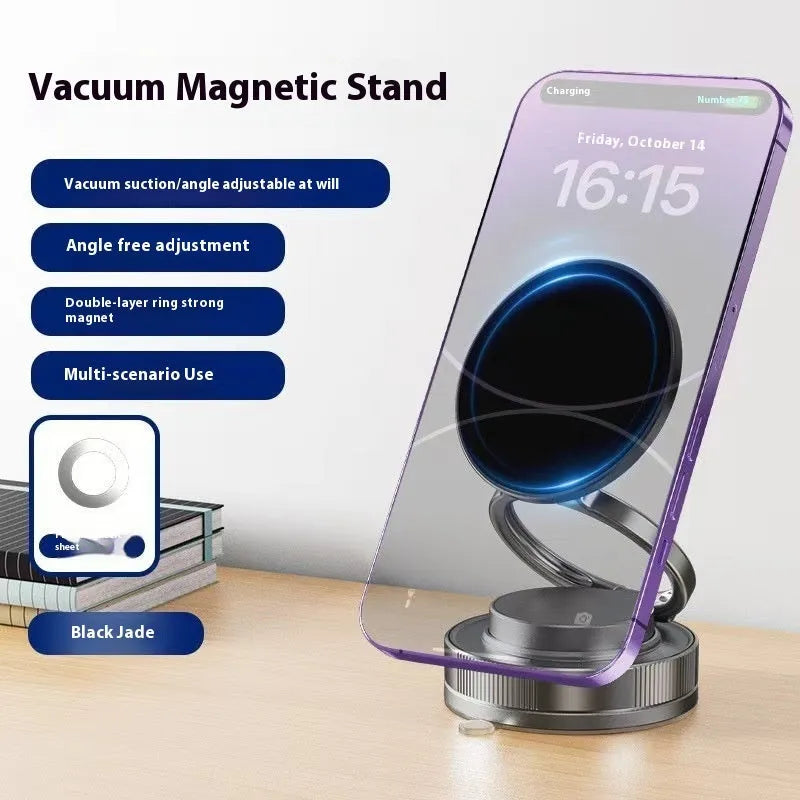 Vacuum adsorption magnetic car phone holder in black or white with N54 magnet and 7.5W charging