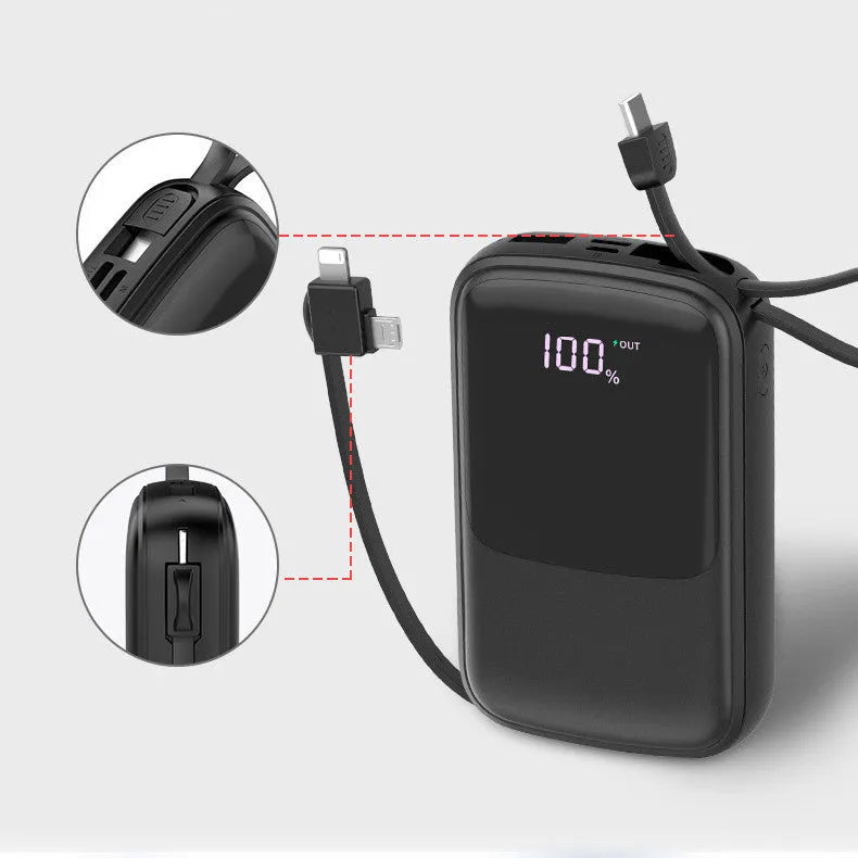 Portable power bank in black 10000mAh polymer lithium battery multi-U port output plastic shell