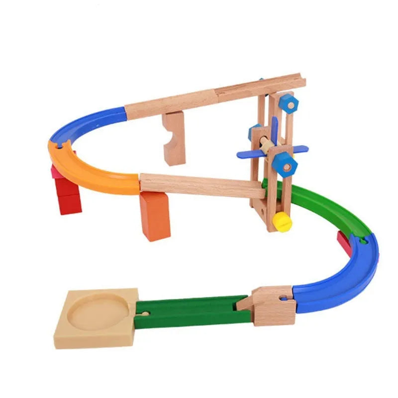 Wooden track building blocks set educational toy for children aged 4-6, supplied as 1 set