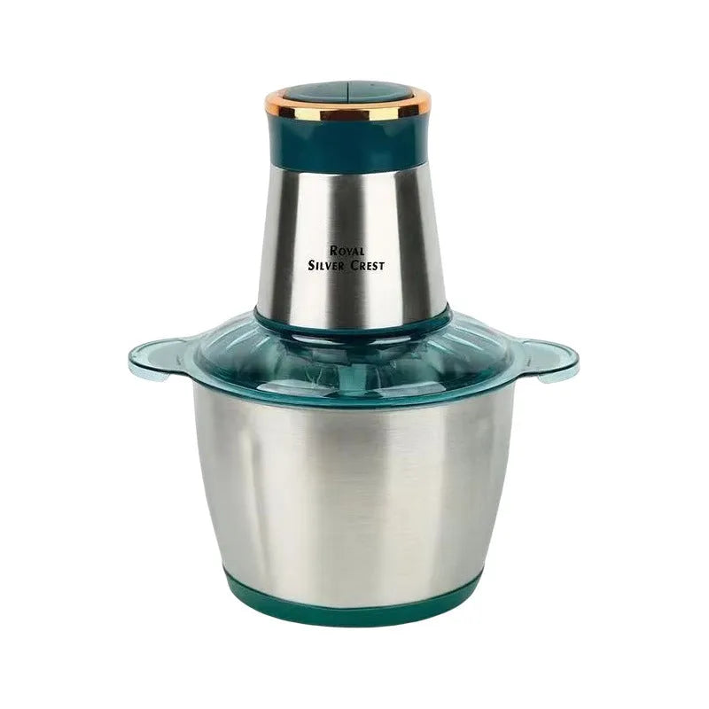 Green stainless steel meat blender mincer with 2-speed gears and 2L capacity