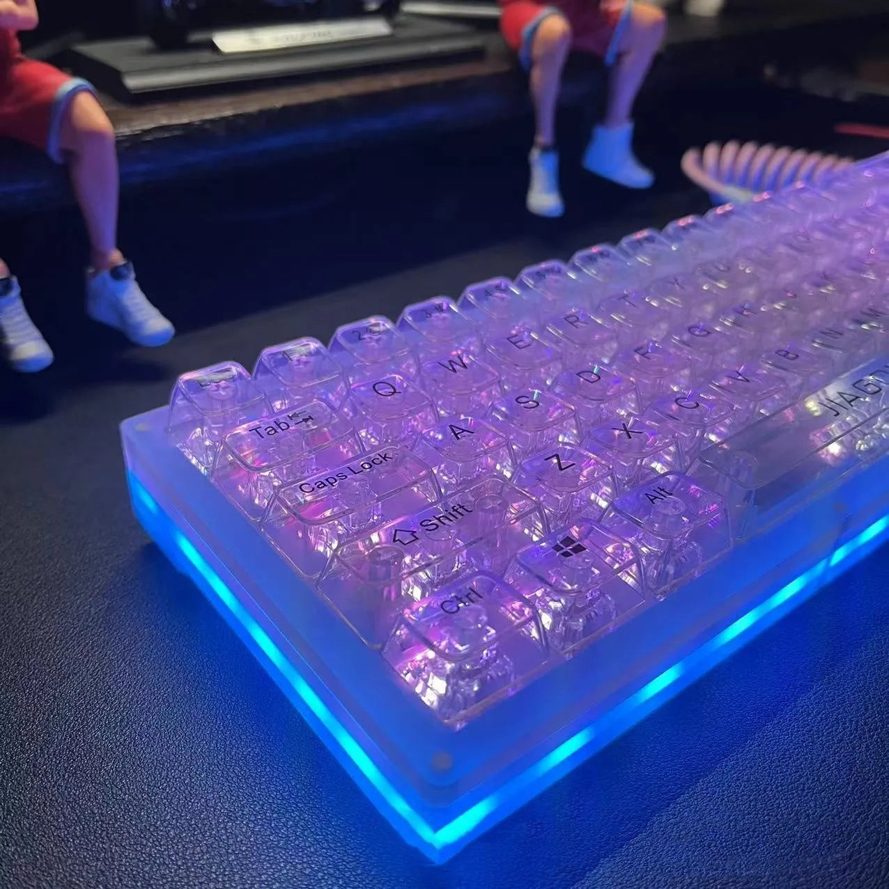 132 transparent plastic key caps for universal mechanical keyboard replacement
