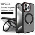 Rotary magnetic invisible bracket phone case for iPhone, silicone shockproof cover in black