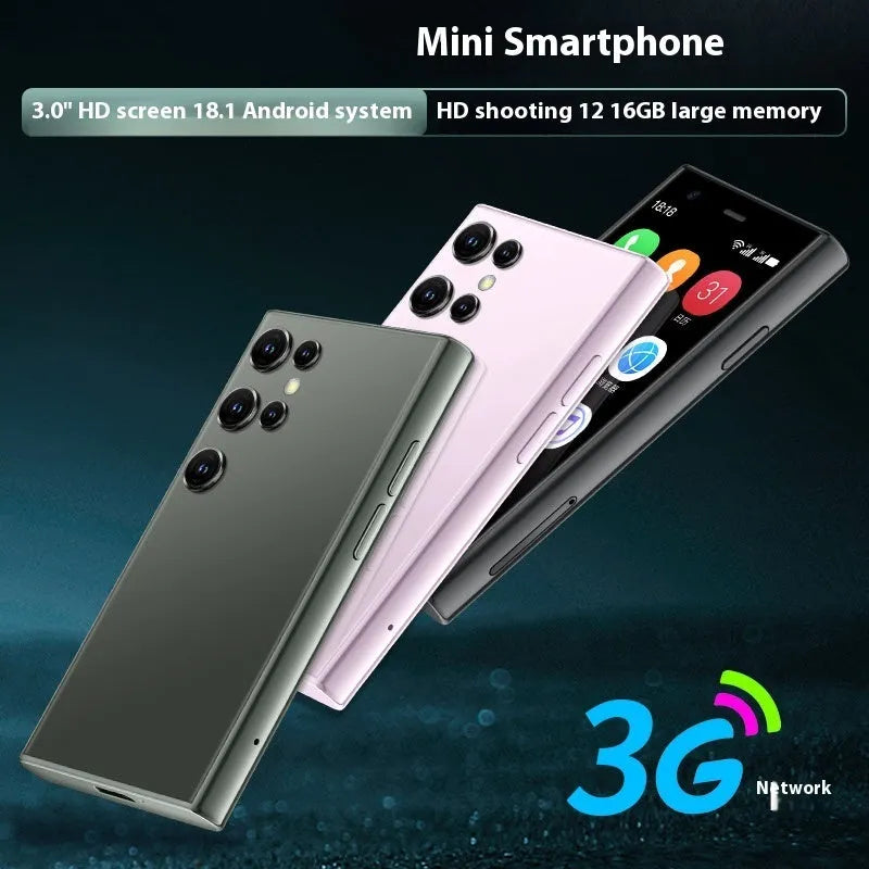 S23PRO & XS15 mini smartphone in black, green, or pink purple with straight plate design