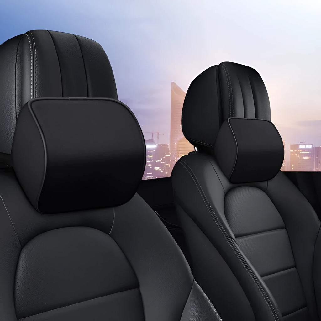 Car headrest with memory foam latex filler in beige colour with cotton cover