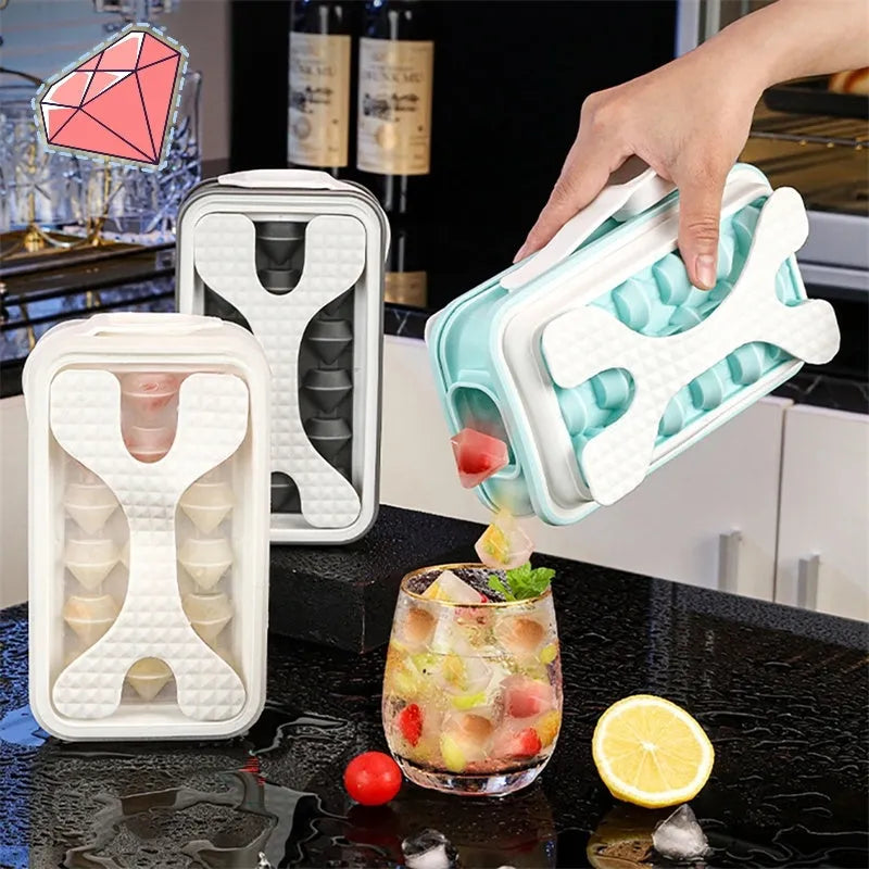 Portable silicone ice ball mould and water bottle in light grey, sky blue, or transparent white colours