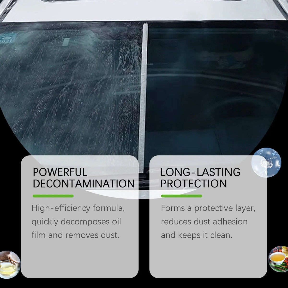 120ml car oil film cleaning brush with purified water, surfactant and phenoxyethanol for car glass cleaning