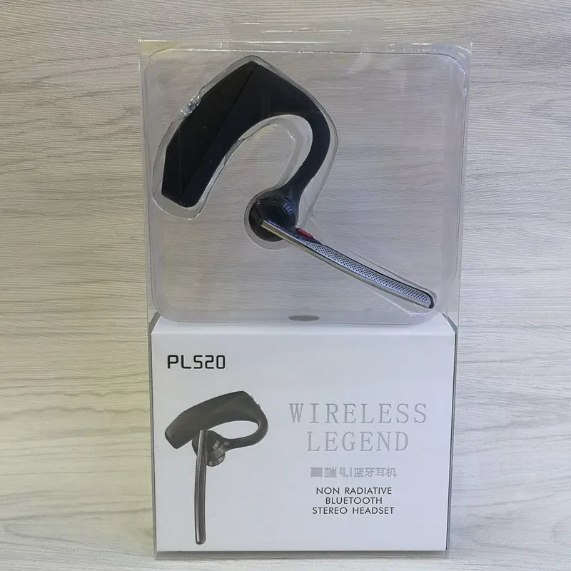 Black plastic Bluetooth sports headphones with a large battery and call function.