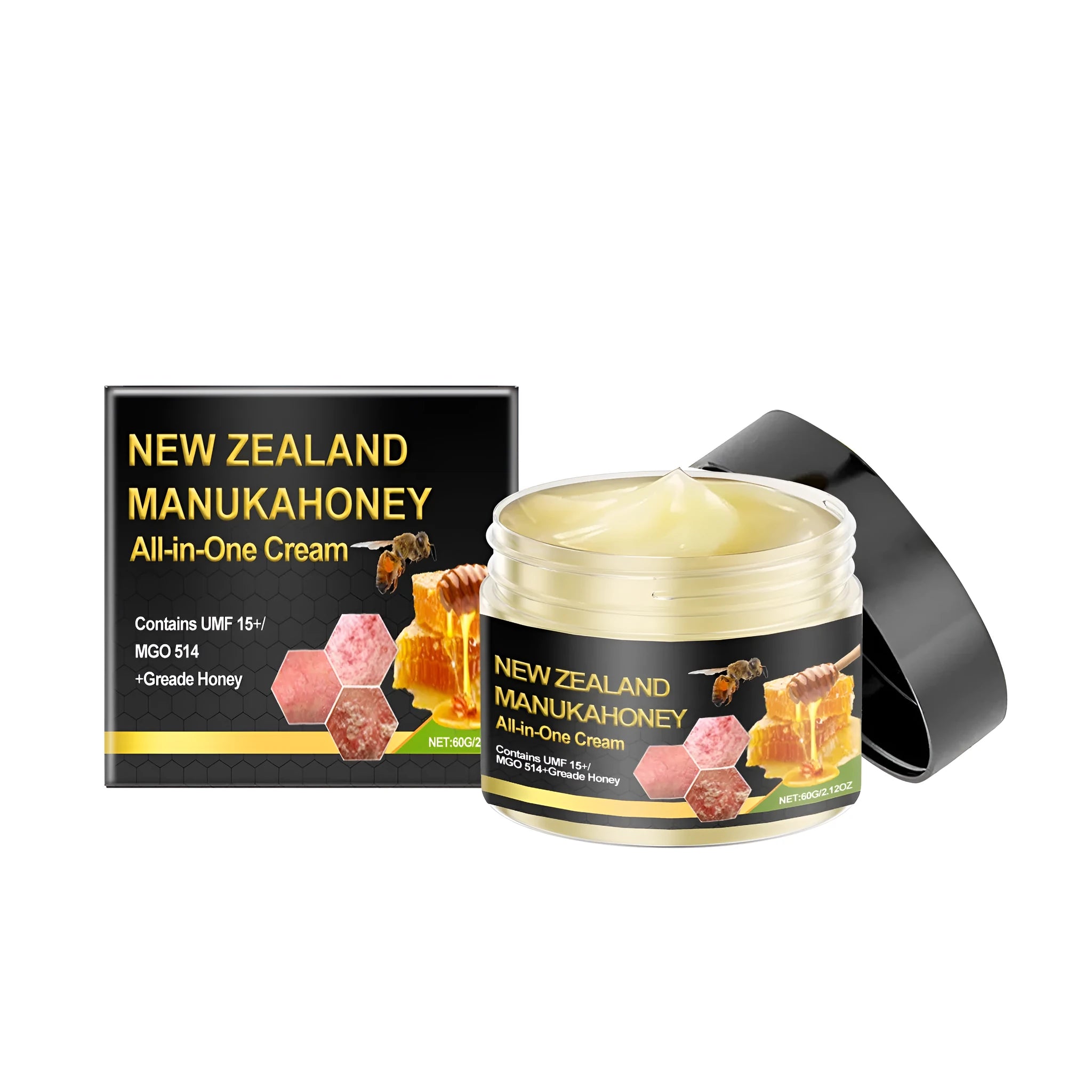 50g jar of skin cream with bee venom, honey and madecassoside ingredients