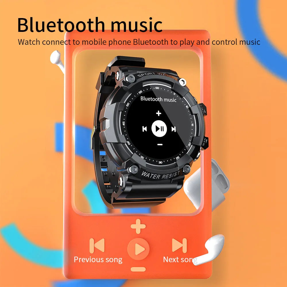 Black IP67 waterproof smart sports watch with round colour screen displaying health metrics