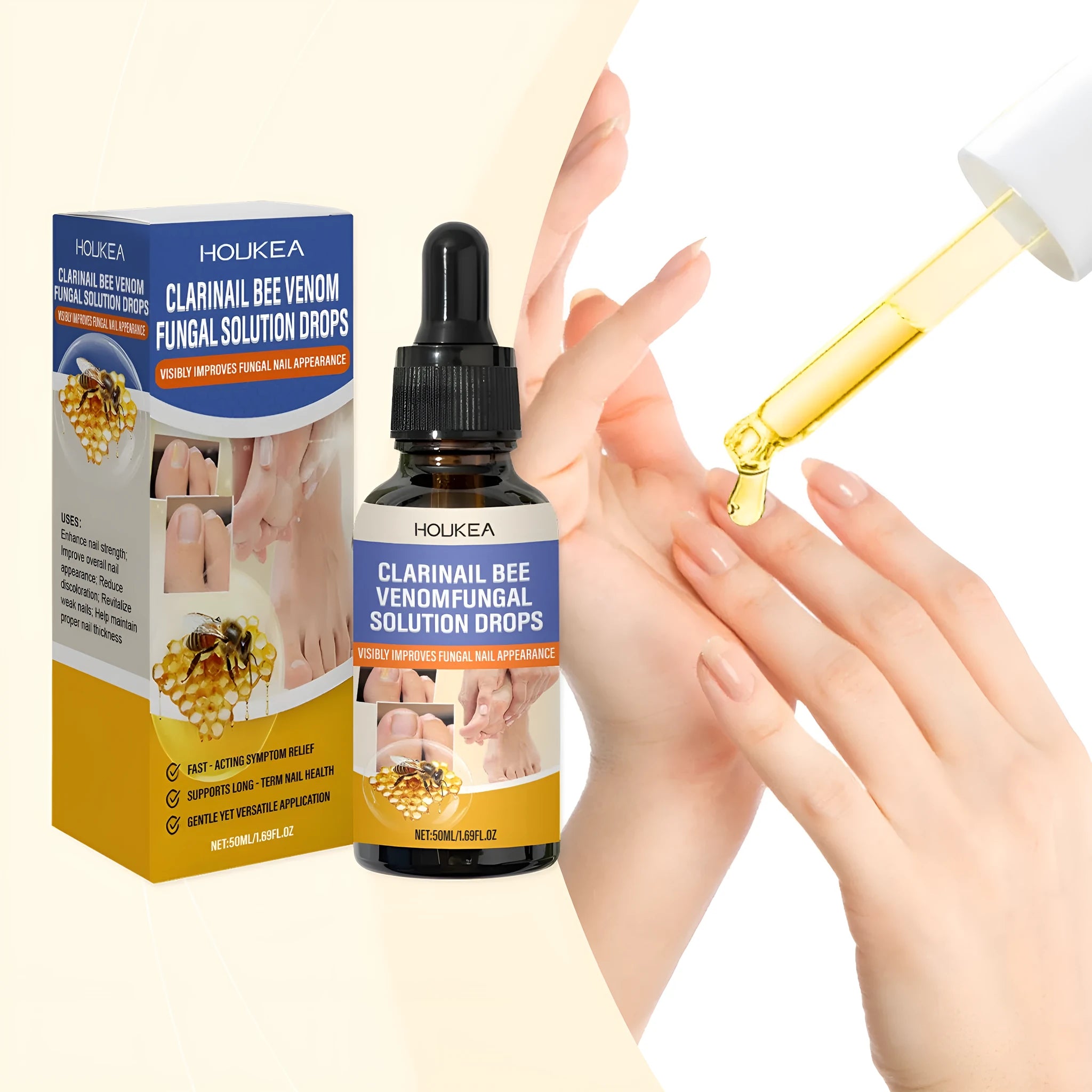 50ml bottle of nail fungus care solution with bee venom and peppermint oil