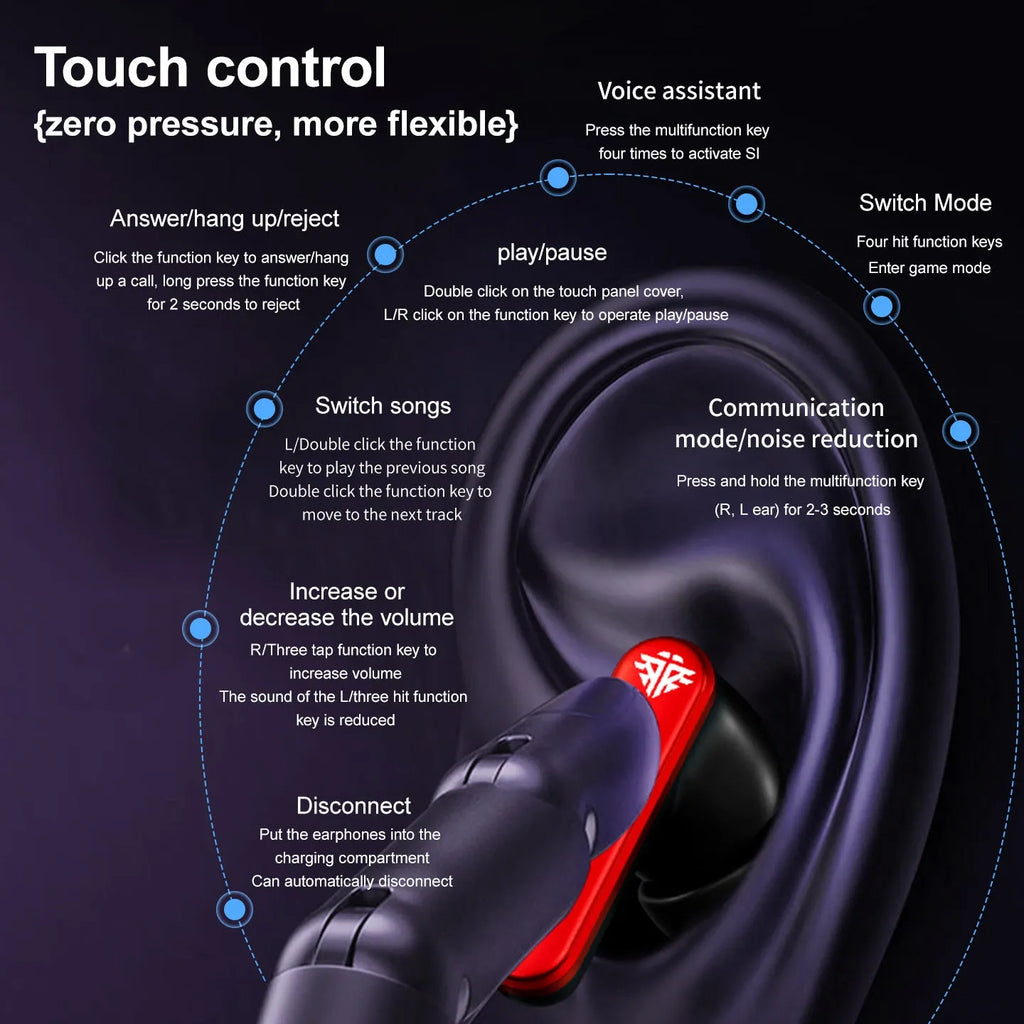 Mecha Game Bluetooth headset in gray with ANC, digital display, and breathing light