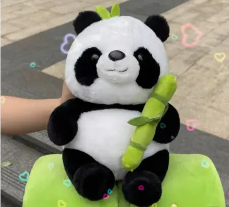 Plush panda pillow in bamboo tube design with PP cotton filling