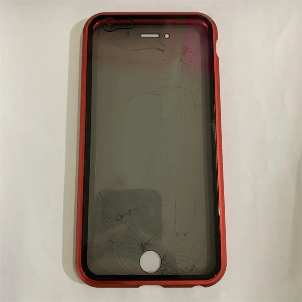 Magnetic privacy glass iPhone case with metal frame and 9H anti-peep front glass, 3-colour set