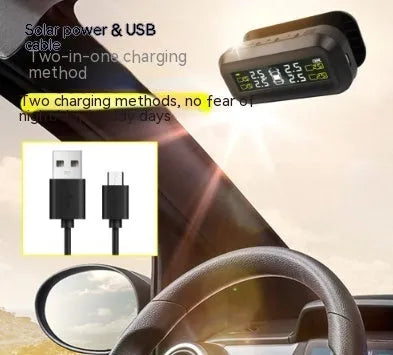 Solar wireless car tyre pressure monitor with colour screen display and four external sensors