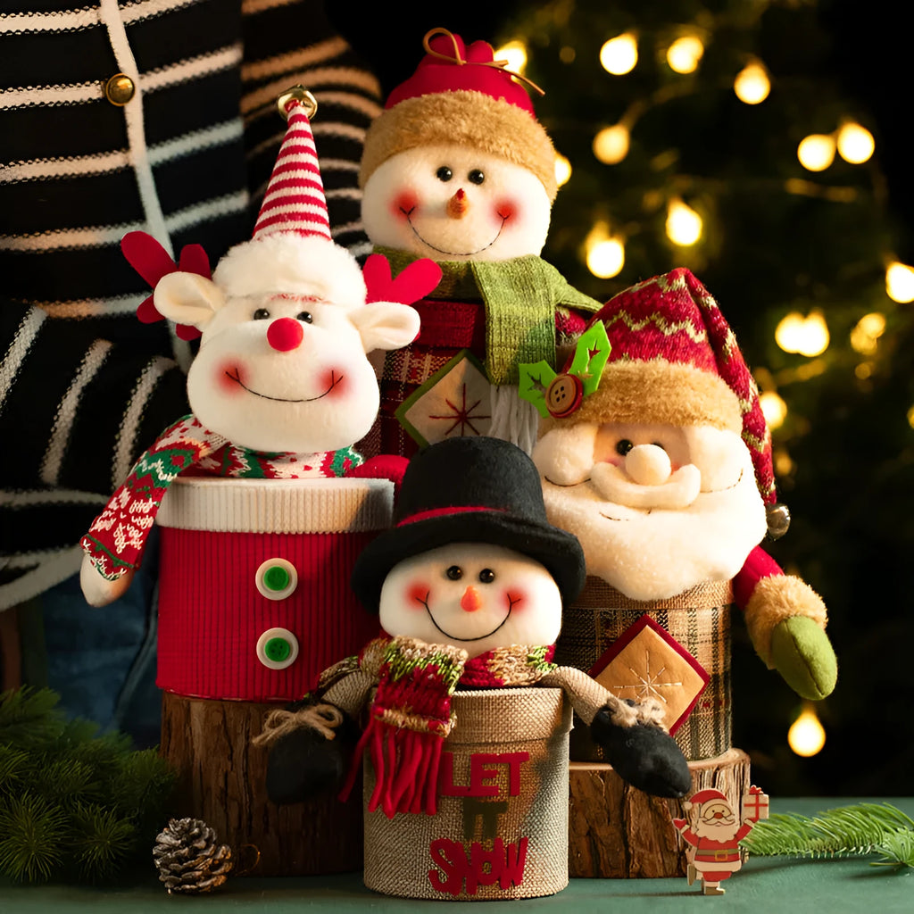 Christmas Eve gift box made of knitted flannel and Cellucotton with oversized cartoon design