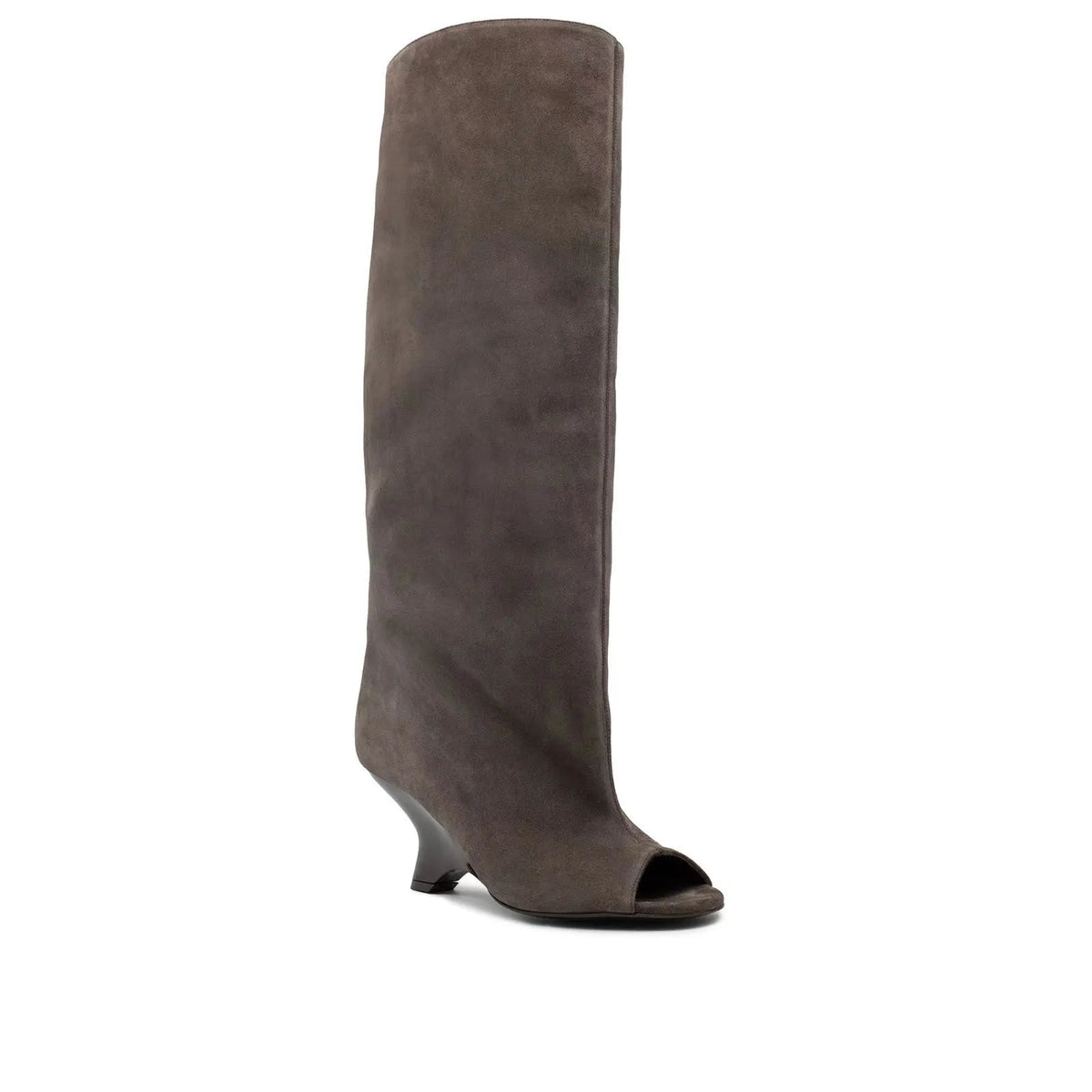Women's suede peep toe wedge sandal boots with 6-8cm high heel and tassel detail