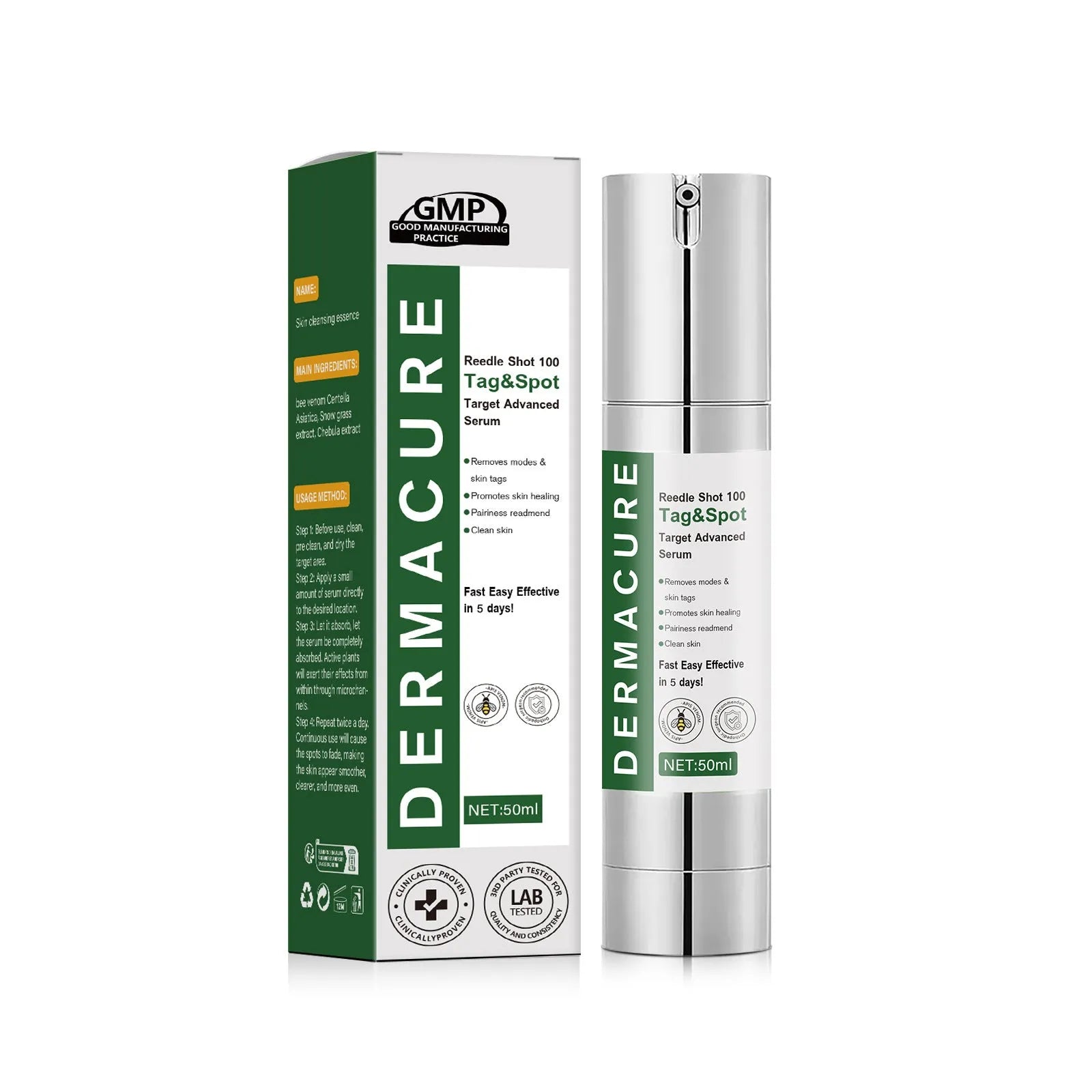 50ml bottle of gentle skin care solution for facial cleaning with three-year shelf life