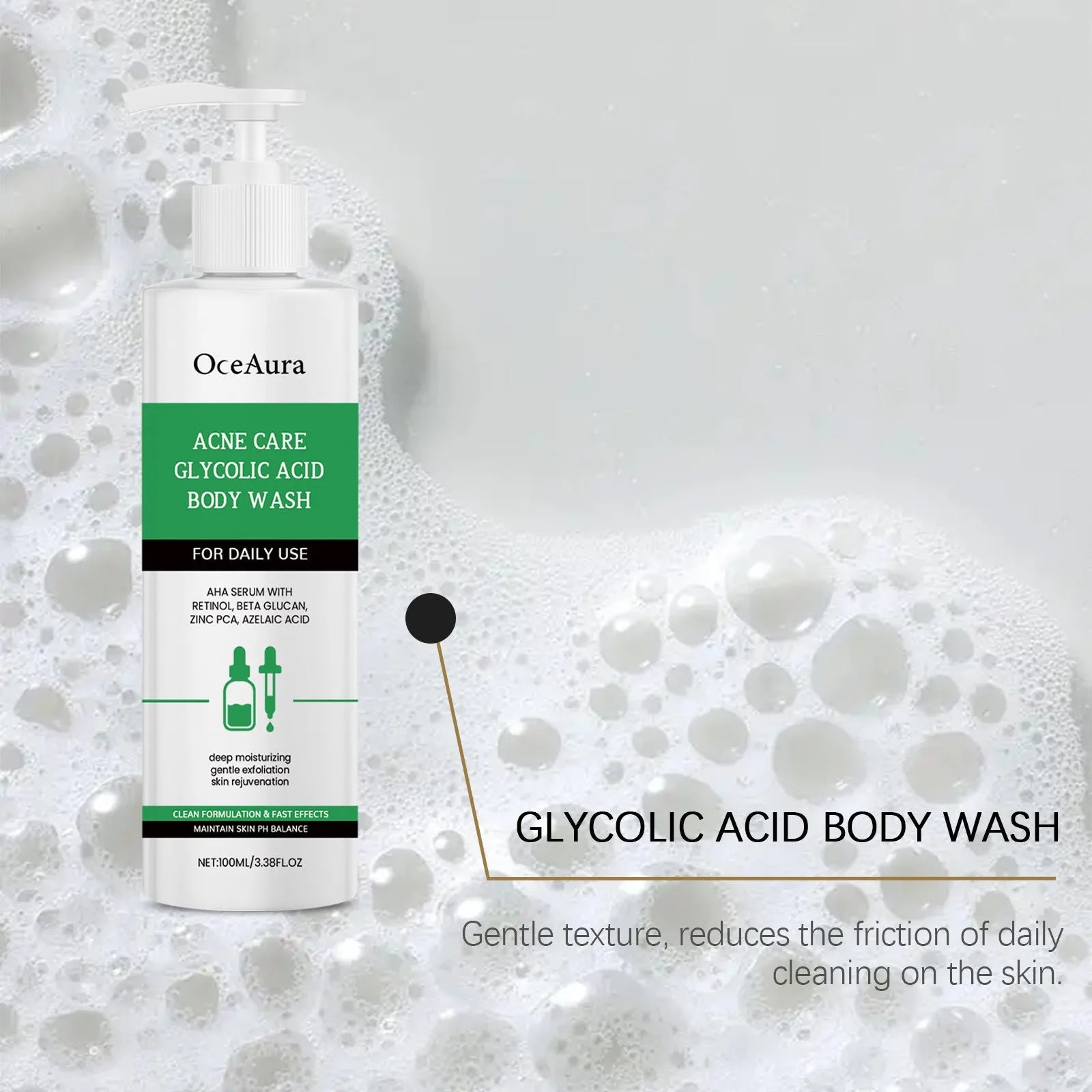 100ml soothing shower gel with glycolic acid, retinol and azelaic acid