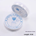 Clear white elastic fishing line on a spool for DIY jewellery making.
