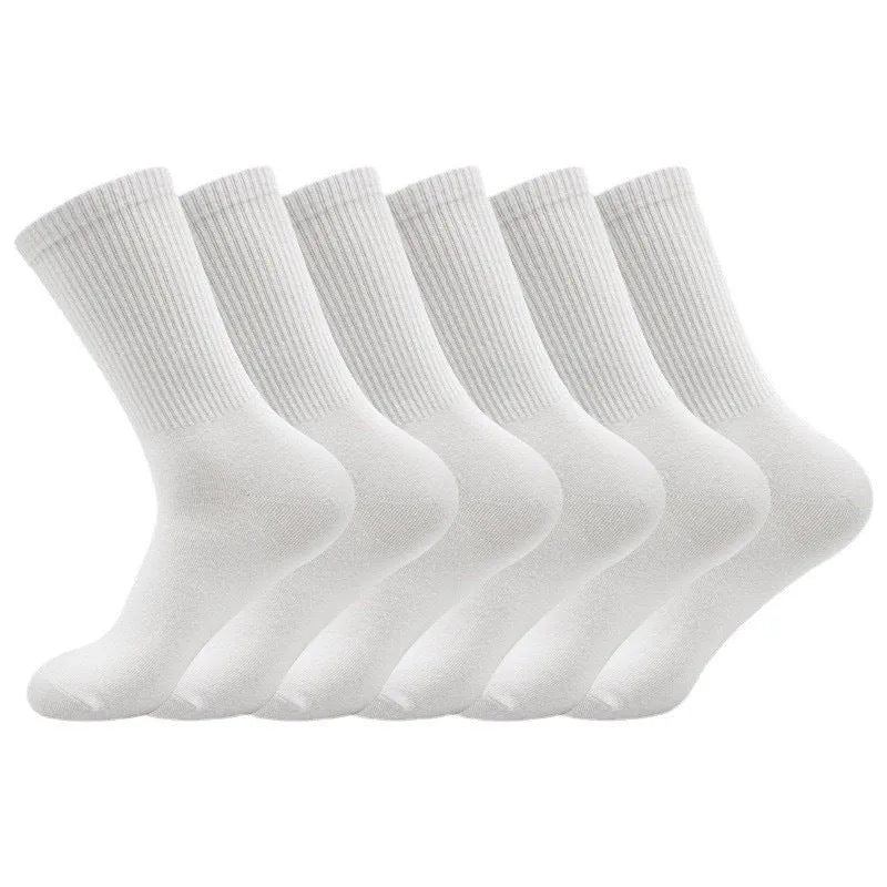 Mid-calf length sports sock in polyester cotton fabric, shown in black colour.