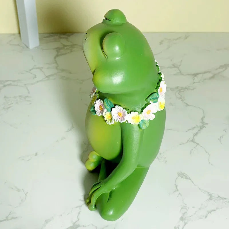 European style Magic Yoga Frog garden ornament in RDW123 colour made from plastic and resin.
