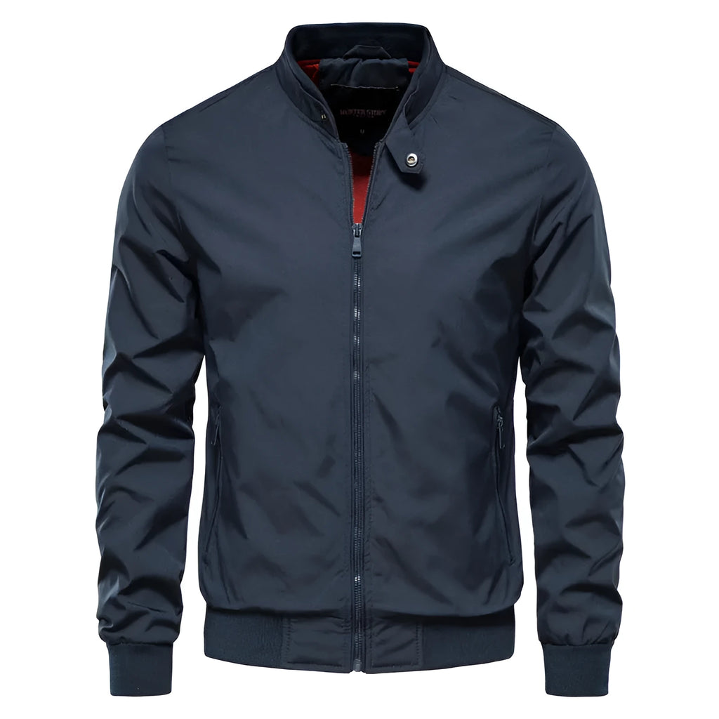 Men's solid colour thin casual jacket in polyester available in dark blue, black and Army Green