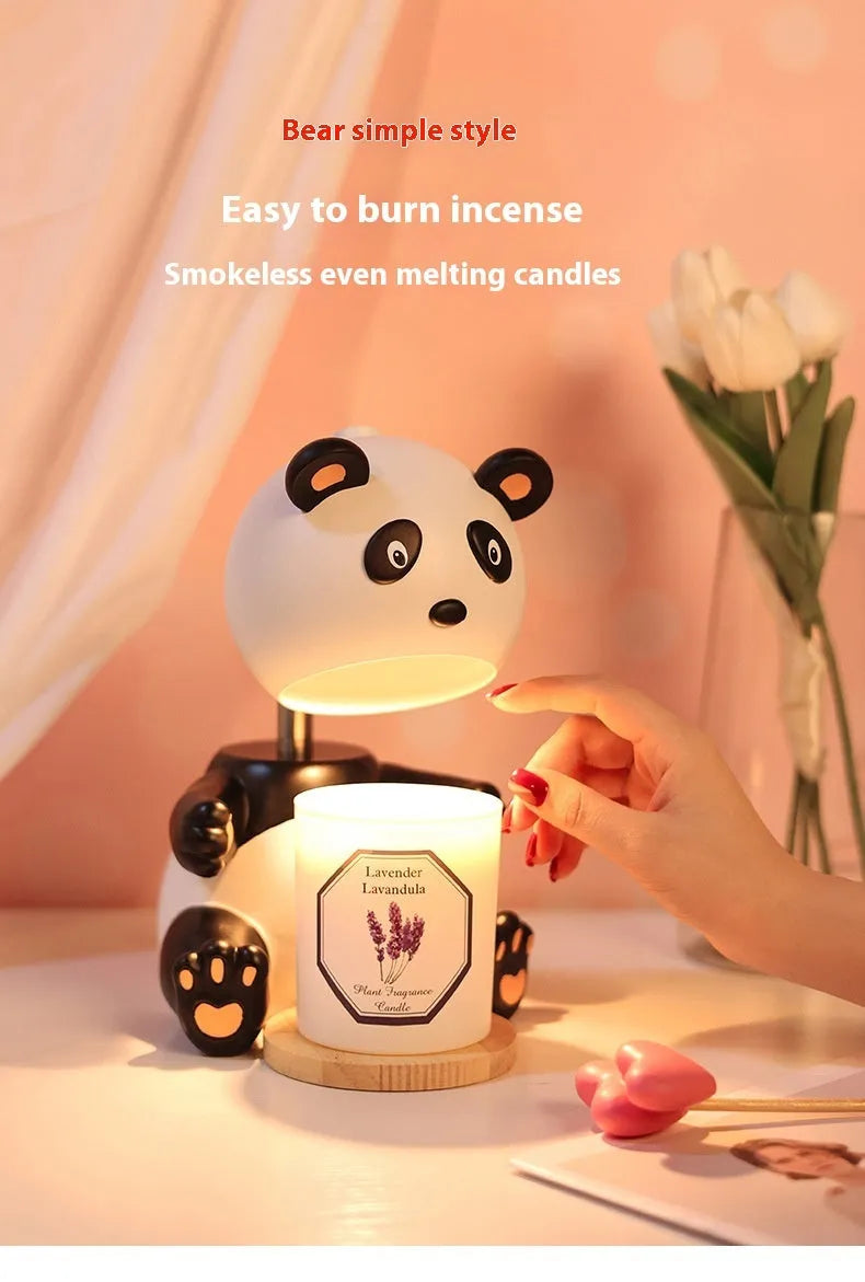 Panda aromatherapy wax home table lamp with soft night light and timer, modern simplicity style