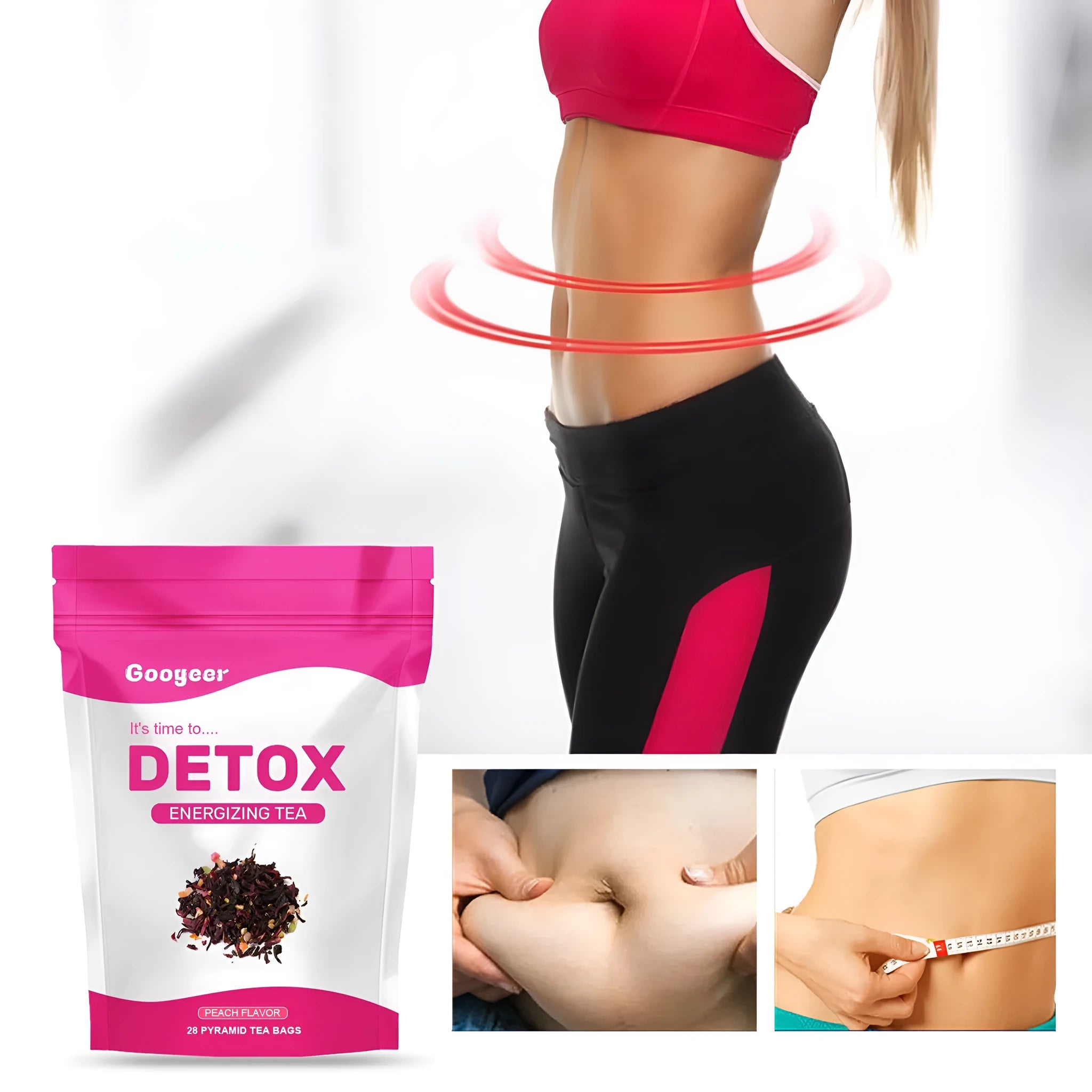 Packet of 28-piece slimming green tea for belly contracting and body firming