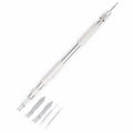 5-piece iron watch strap changing tool set with double end detachable earbud and spare needles in silver
