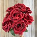 9-Head Silk Flower Row Bundle for Wedding Hall Decoration Photography Props Home Use 14 Colour Options Black Bright Red Champagne Cloudy Blue Coffee Green Light Blue Light Pink Orange Powder Core Purple Rose Red White Yellow