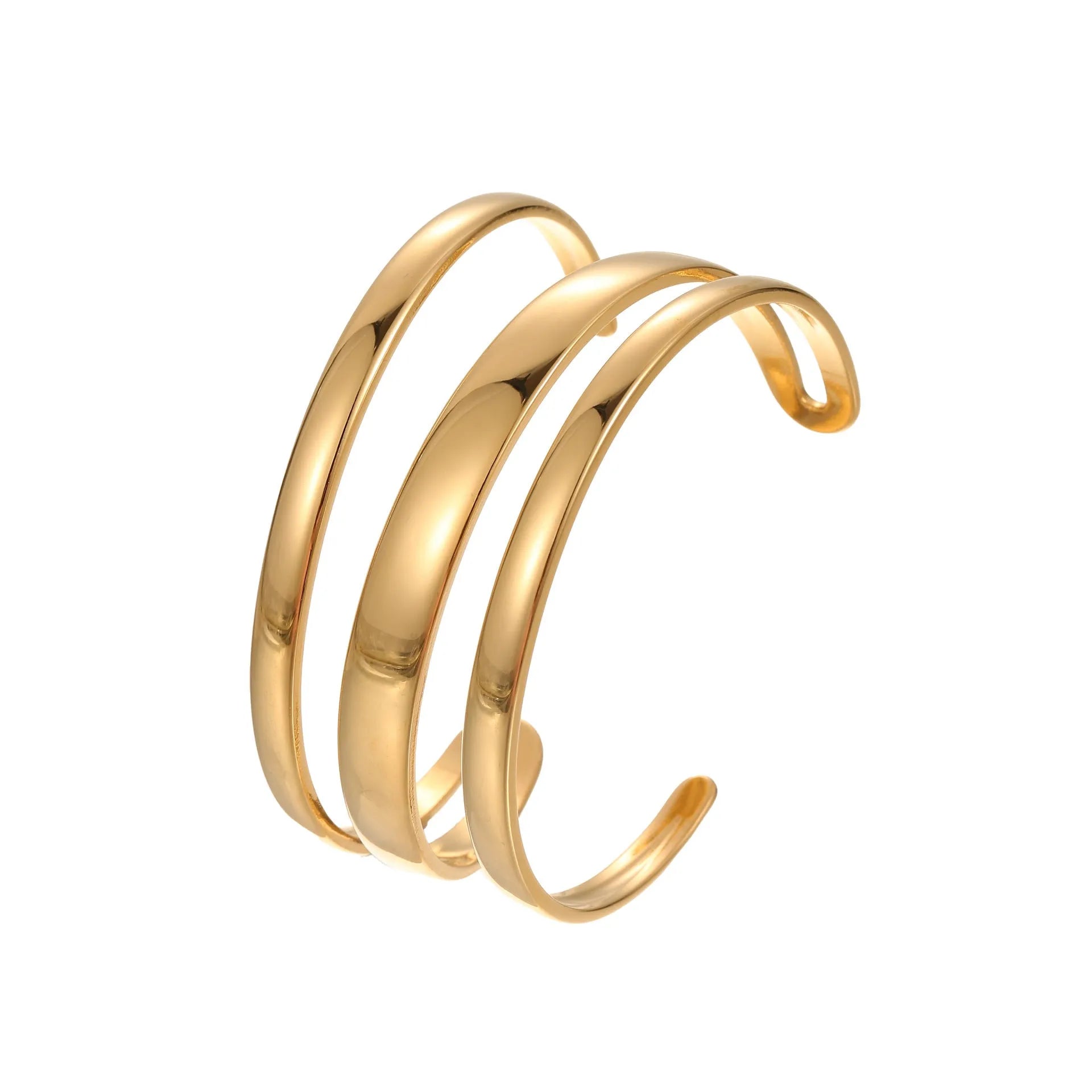 Geometric stainless steel bracelet for women with simple opening clasp in gold or steel colour