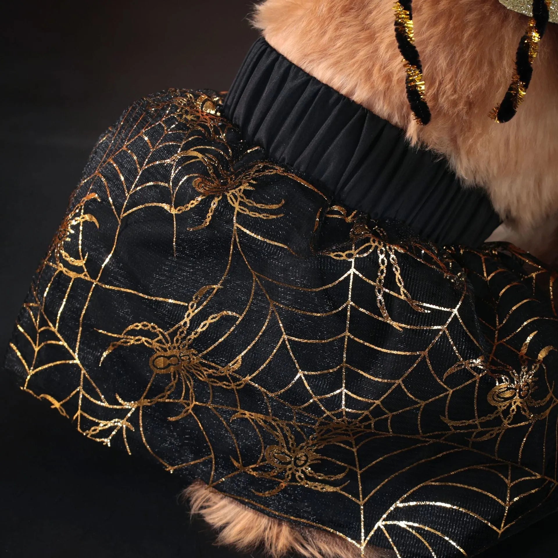Halloween dog costume suit in polyester material showing size options