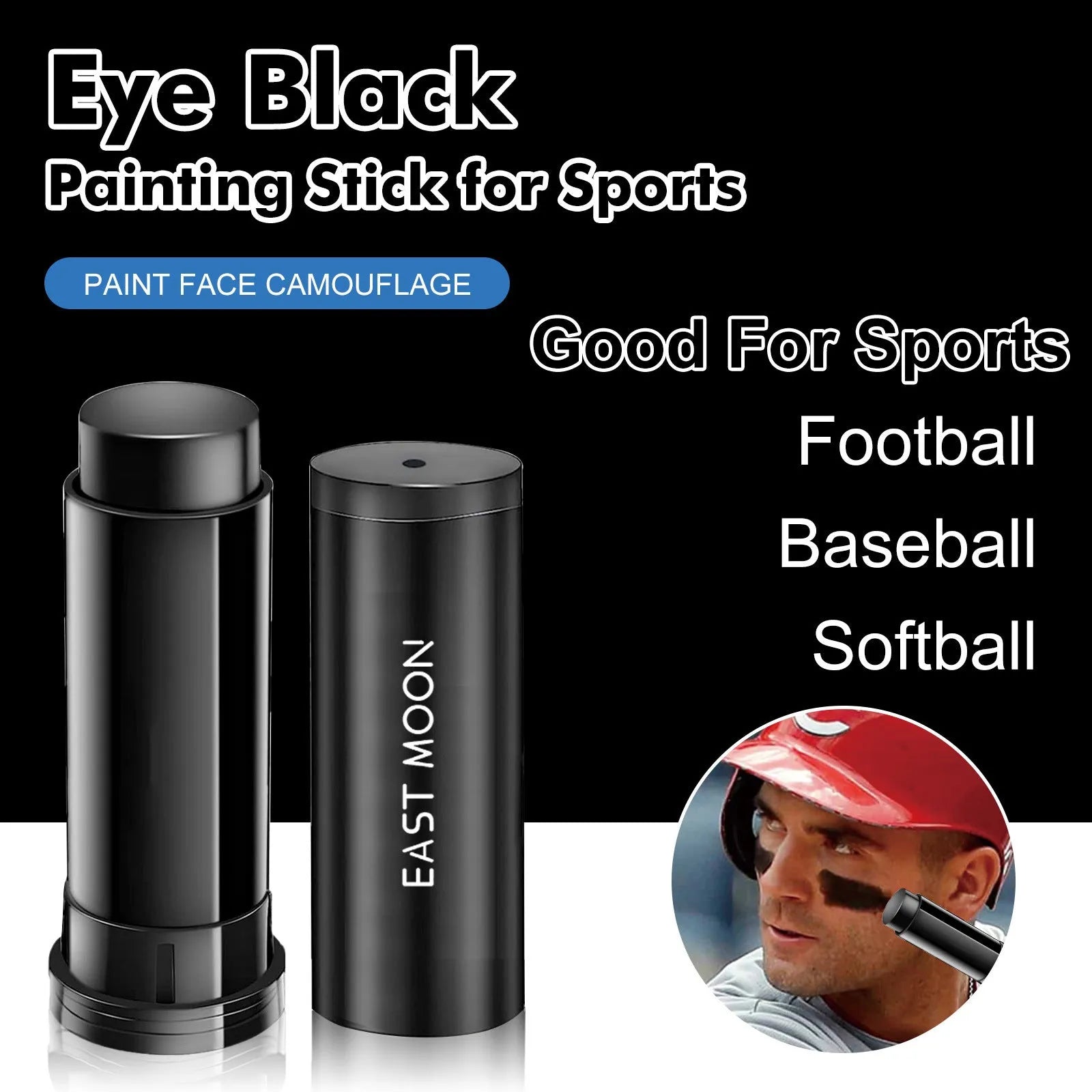 15g sports eye black paint stick in compact packaging for athletic use.