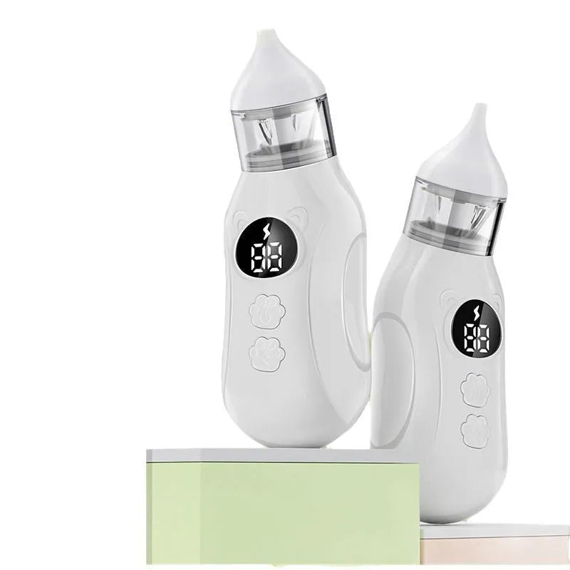 White electric nasal aspirator for children with silicone tip and anti-backflow design
